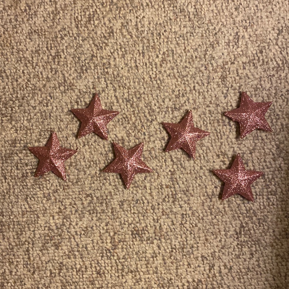 Shabby Chic Glitter Star Pink Christmas Ornaments